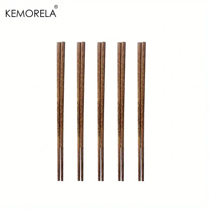 Set of five kemorela decorbites natural wooden chopsticks with wood grain for an enhanced dining experience
