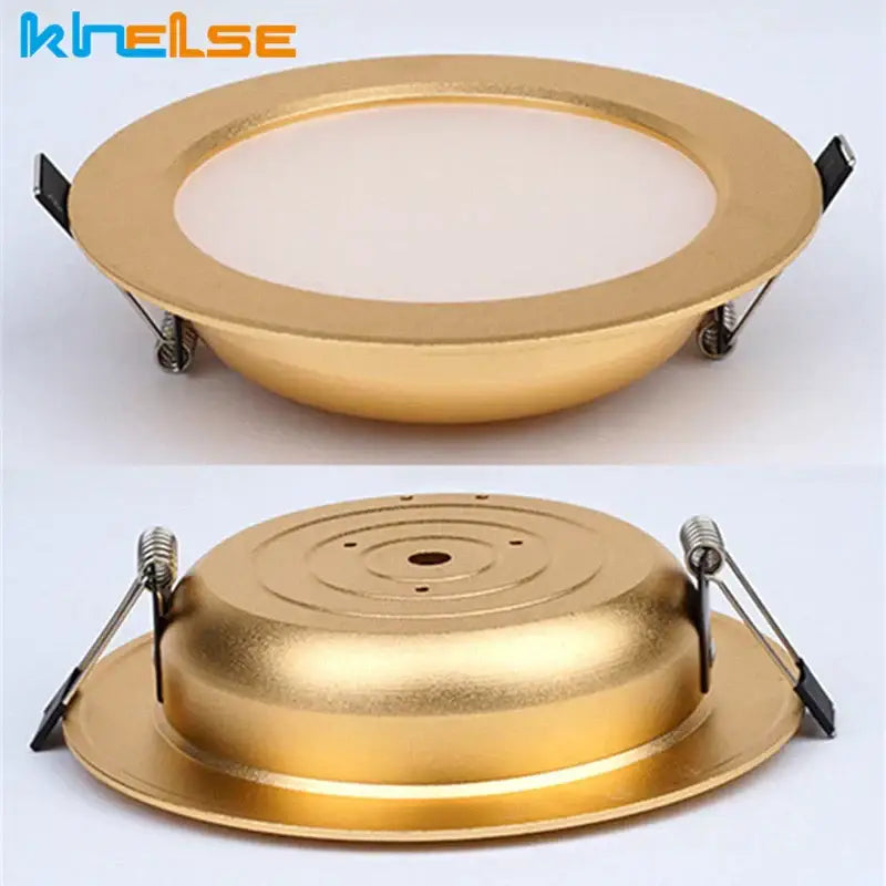 Decorbites gold led ceiling downlight with matte finish and spring-loaded clips for ultra-thin luxury spot lighting