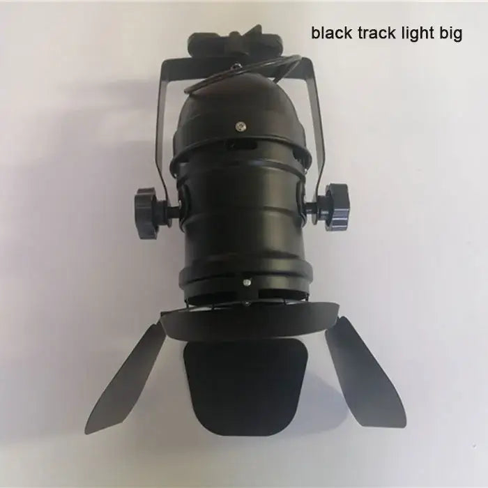 Black DecorBites™ 5w cob led track light with adjustable arms and three barn doors for precise lighting control