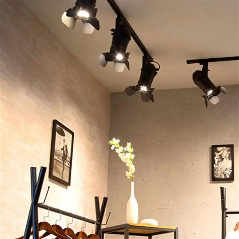 Decorbites™ 5w cob led track light with adjustable black baffle and frosted glass shades for clothing store spotlighting