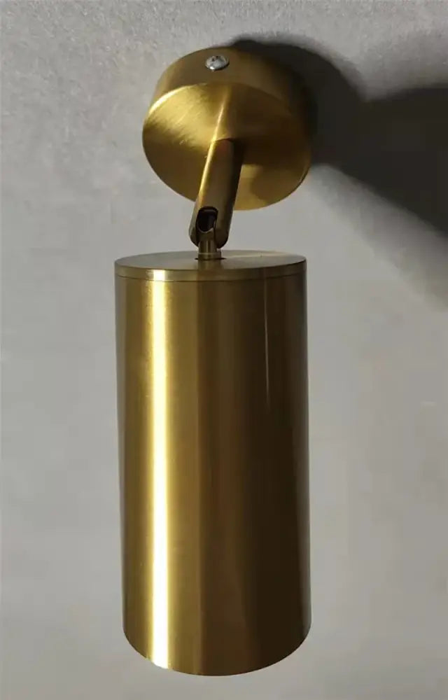Brass-finished cylindrical wall-mounted spotlight in copper led ceiling track downlight with replaceable e27 bulb