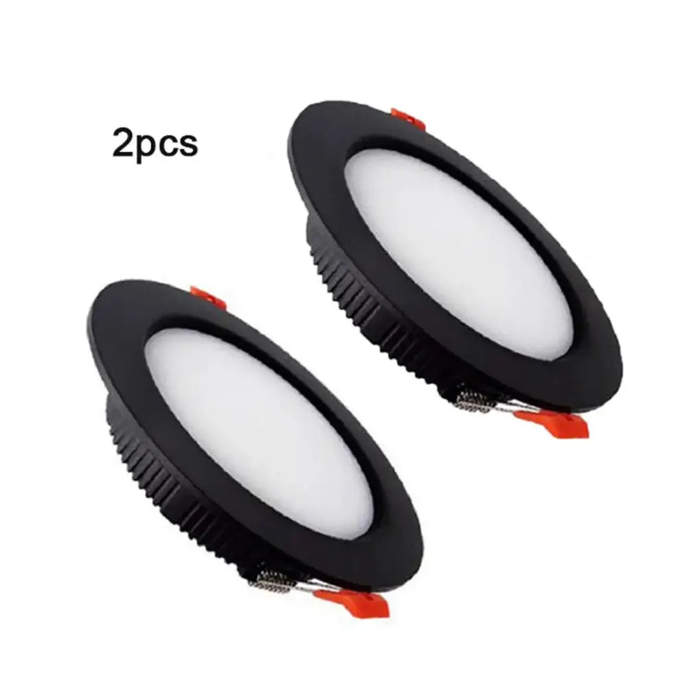 DecorBites 5w black circular led downlight with orange adjustment tabs bright recessed ceiling light for home living room
