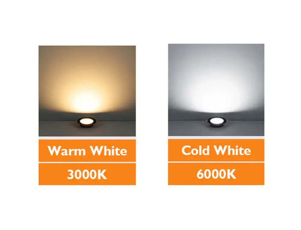 DecorBites™ 5W led downlight with sleek black design emitting warm and cold white glows for home living room bright recessed ceiling lighting