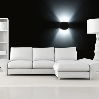 White leather sectional sofa with clean lines complements decorbites™ led gypsum wall lamp for modern living spaces