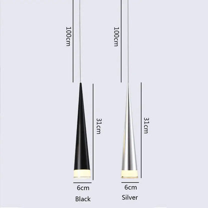 Decorbites 5w led pendant light with silver black aluminum conical fixture for kitchen island lighting