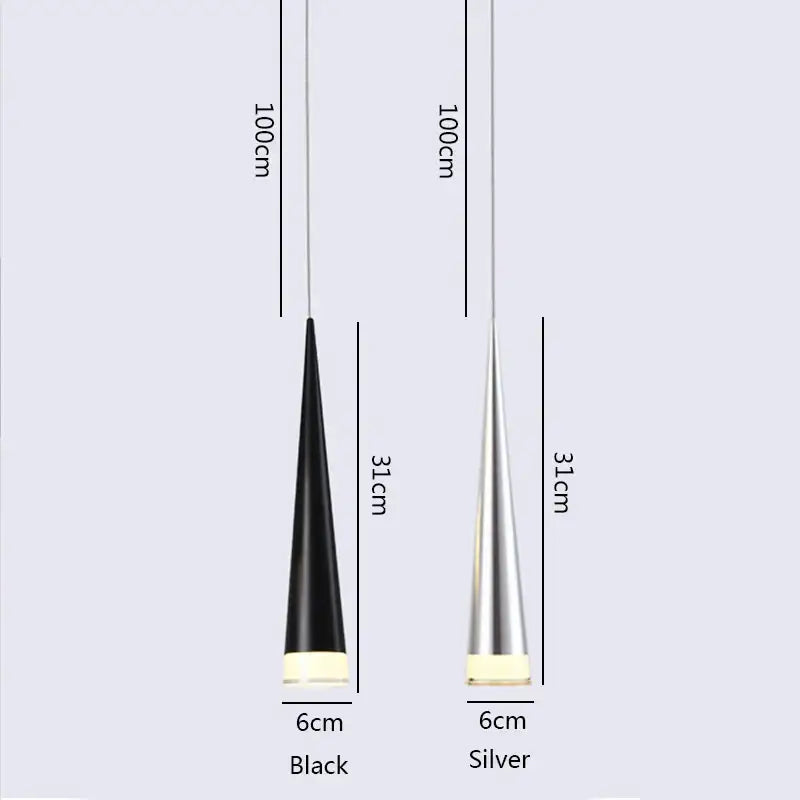 Decorbites 5w led pendant light with silver black aluminum conical fixture for kitchen island lighting