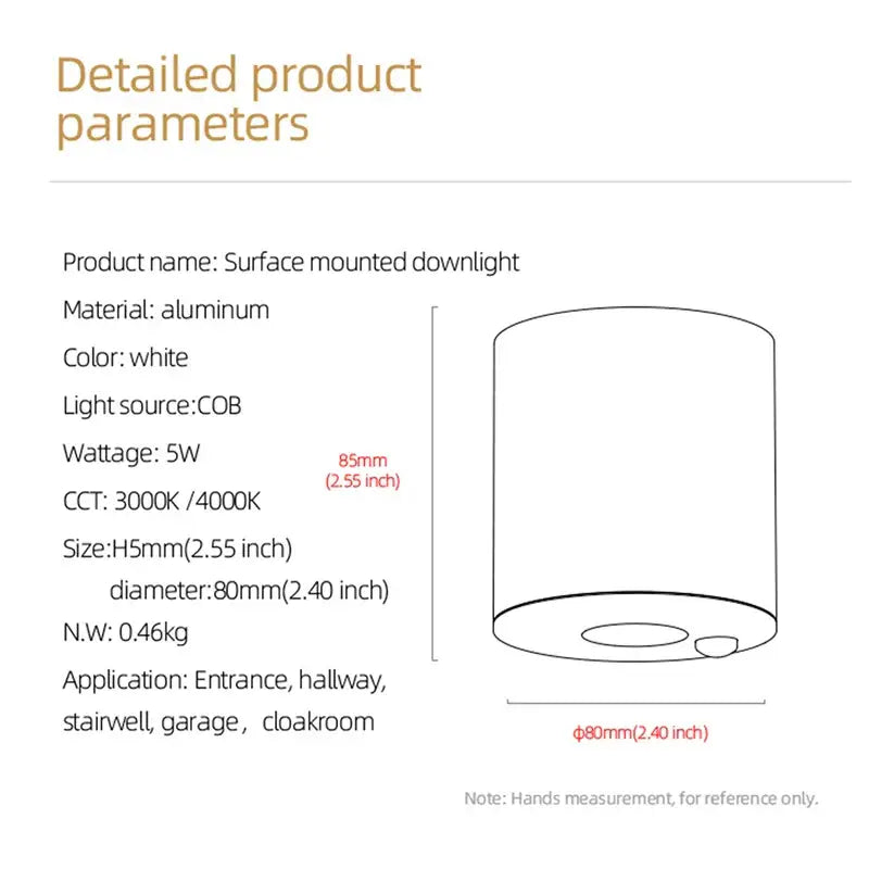 White aluminum cylindrical surface-mounted led sensor downlight with cob light for human body detection by DecorBites