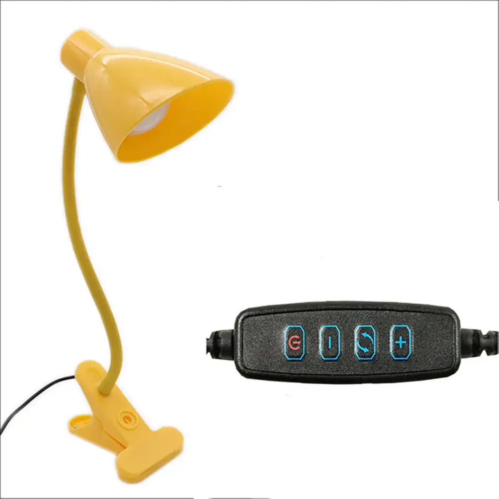 Yellow DecorBites™ led clip lamp with flexible gooseneck and illuminated control panel for adjustable night light LED use