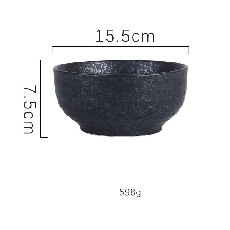 Decorbites™ dark gray speckled ceramic ramen bowl with matte finish and flared rim for kitchen and hotel use