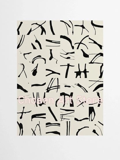 6 Black & Beige Abstract Canvas Poster Prints - 60X80cm Unframed / 1 - Posters