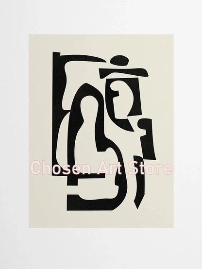 6 Black & Beige Abstract Canvas Poster Prints - 70X100cm Unframed / 4 - Posters