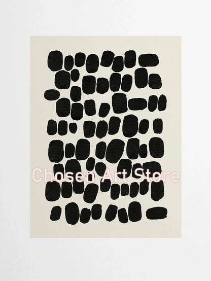 6 Black & Beige Abstract Canvas Poster Prints - 70X100cm Unframed / 5 - Posters