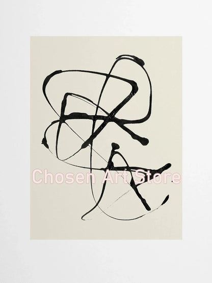 6 Black & Beige Abstract Canvas Poster Prints - 60X80cm Unframed / 2 - Posters