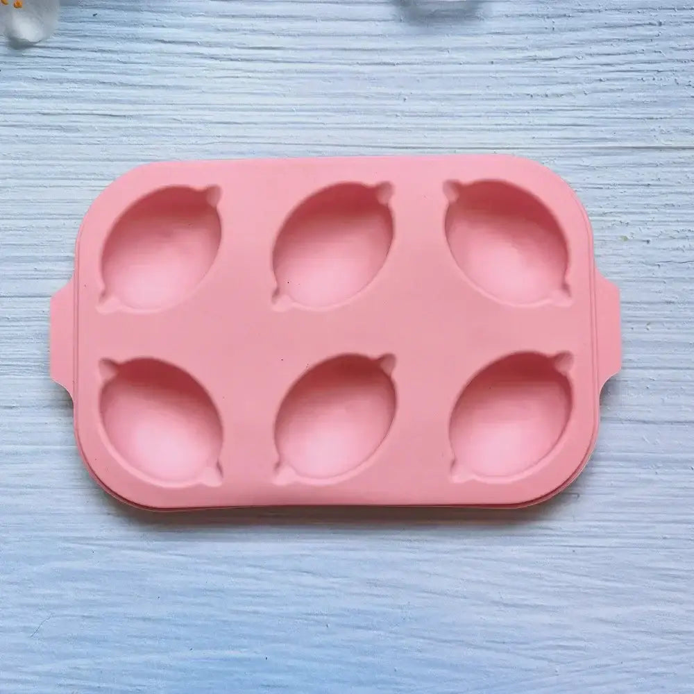 Pink lemon shape silicone cake mold from decorbites™ with 6 cavities for diy baking and decorating
