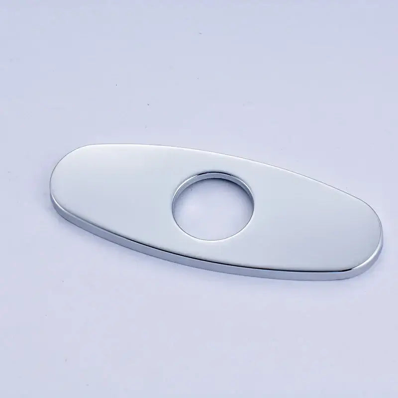 Chrome finished oval deck plate cover with central circular hole for bathroom kitchen sink faucet decorbites 6 inch deck plate