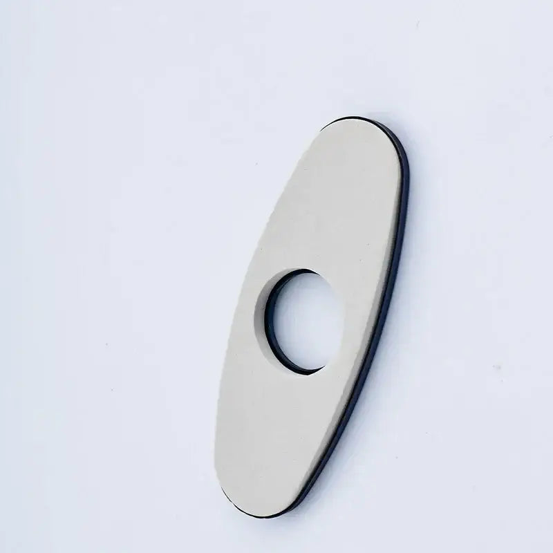 Decorbites™ 6 inch deck plate cover with sleek oval doorbell push button matte silver finish and black rubberized edges