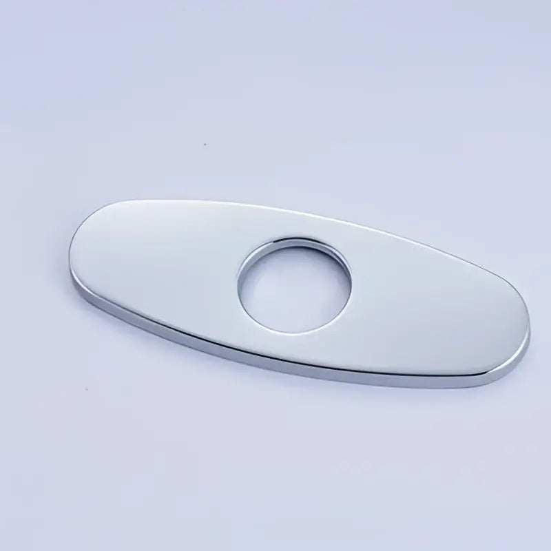 Chrome finished oval deck plate cover with central hole for bathroom kitchen sink faucet by DecorBites™