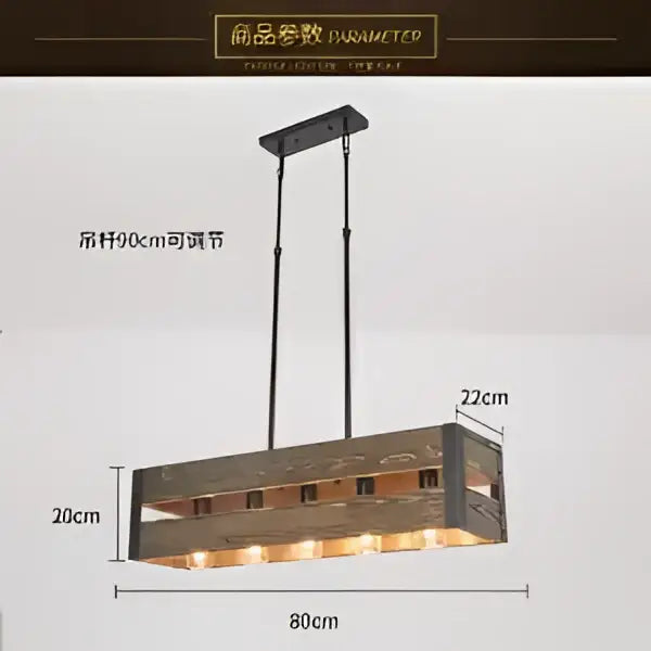 Decorbites™ 6-head industrial style pendant lamp with rustic wooden frame, exposed metal hardware, and warm led bulbs