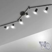 Decorbites 6 head black metal ceiling light with five adjustable angle spot lamps for living room and bedroom
