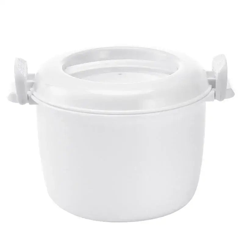 White plastic sterilization container with lid and handles for meal preparation in the DecorBites 6-in-1 cooking pot