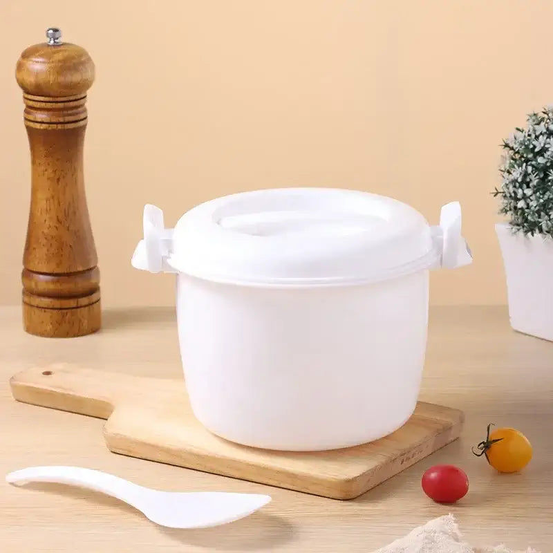 White plastic DecorBites™ 6-in-1 cooking pot with lid and side handles for versatile meal preparation