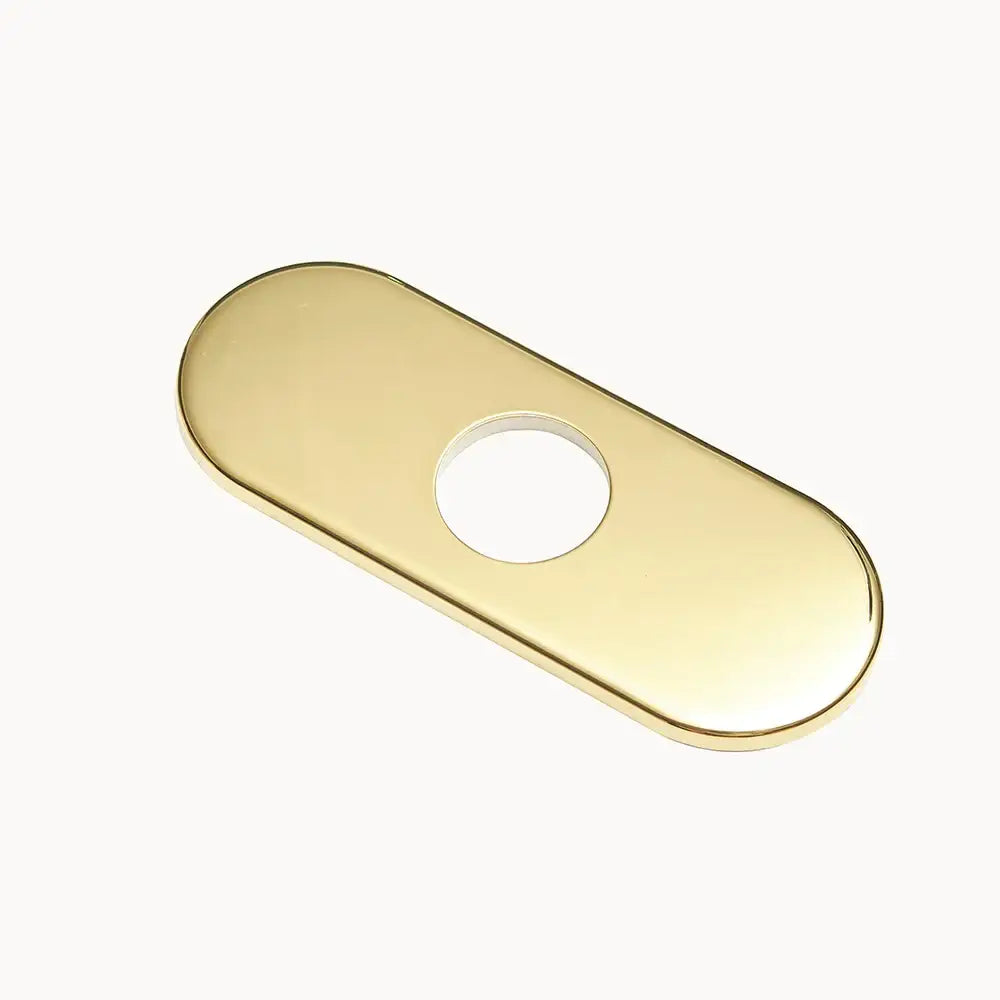 DecorBites™ gold oval bathroom sink deck plate with central hole and polished finish for unused kitchen faucet mounts