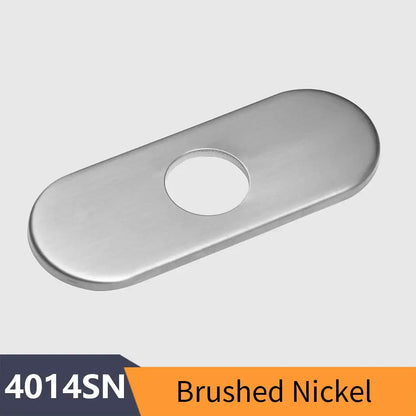 Decorbites™ 6 inch deck plate brushed nickel faucet escutcheon with sleek oval shape for bathroom sink mounting