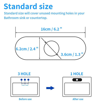 DecorBites 6 inch deck plate in chrome with three-hole and single-hole design for bathroom faucet sink mounting escutcheon