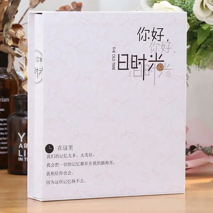 Decorbites™ white textured 6-inch scrapbook album with elegant black chinese characters for family baby wedding use