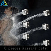 DecorBites™ 6-piece chrome-finished square shower massage jets with perforated grids for an enhanced bathroom spa experience