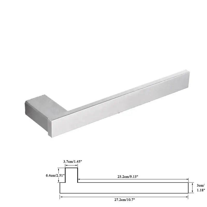 Modern brushed nickel towel rack with sleek rectangular design in the DecorBites™ brushed nickel bathroom accessories set