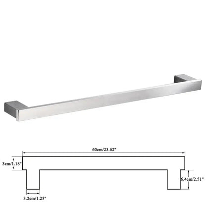 Stainless steel towel rack with sleek rectangular design and brushed finish from DecorBites brushed nickel bathroom accessories set