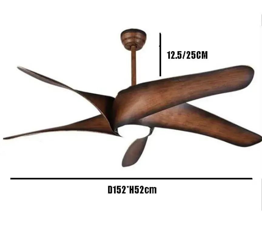 DecorBites 60 inch ceiling fan with five sleek brown wooden blades remote control and integrated LED light