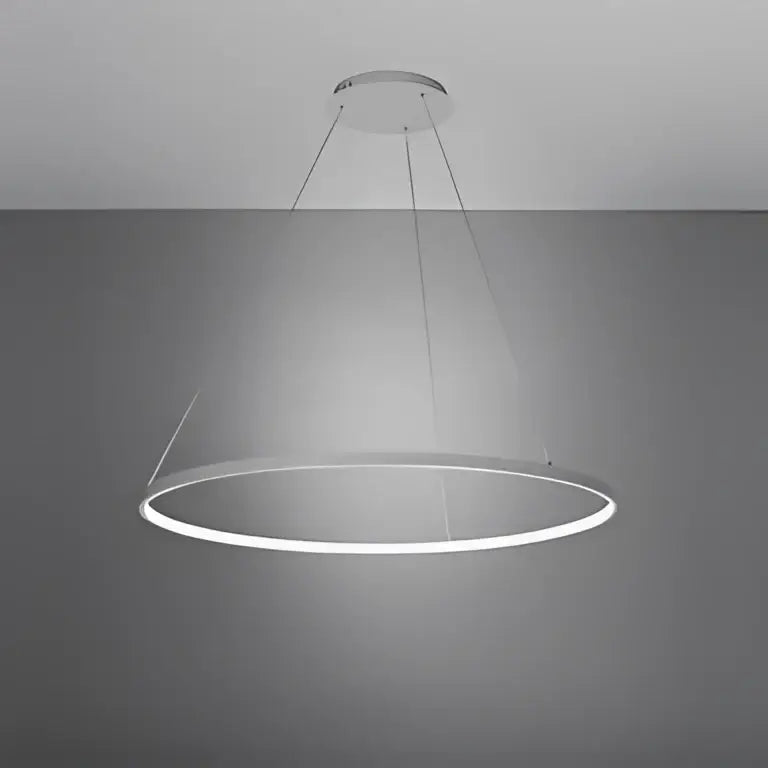 Modern white 60cm circular led pendant light by decorbites with sleek minimalist design for dining and living room lighting