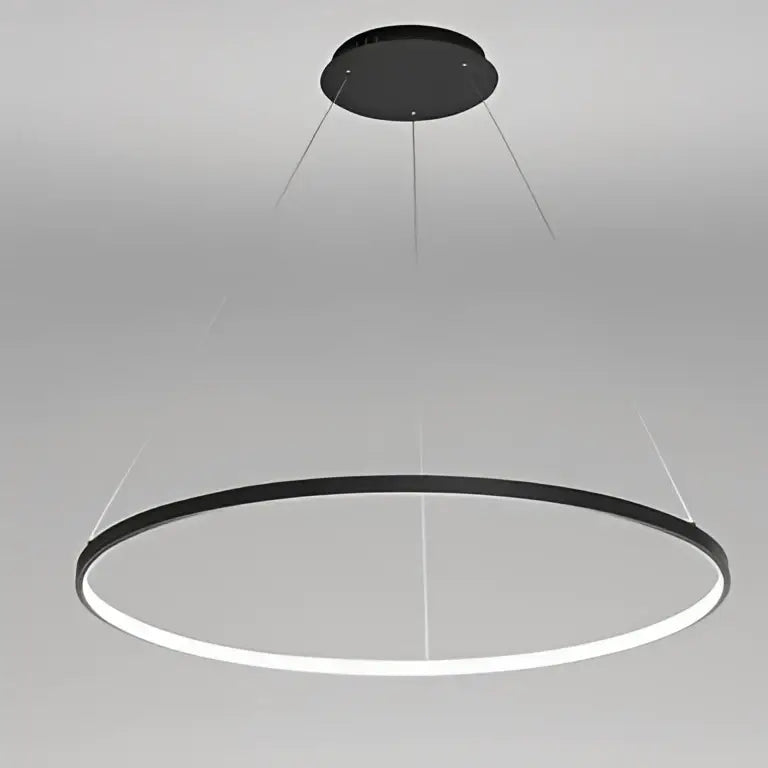 DecorBites™ black 60cm circular led pendant light with sleek minimalist design and thin cables for dining living room lighting