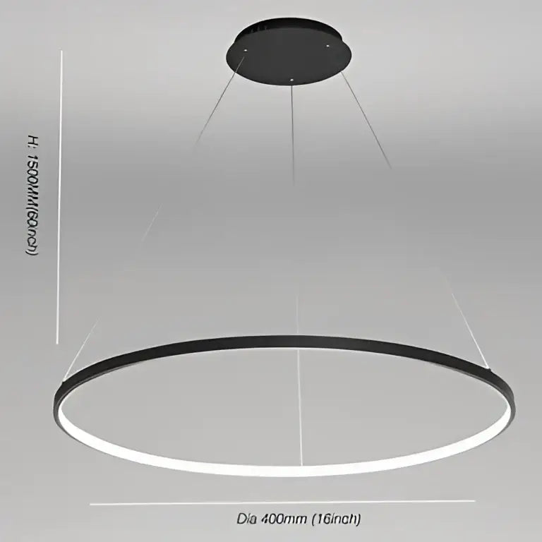 Decorbites 60cm circular led pendant light black circular led ceiling light with sleek modern design for dining room