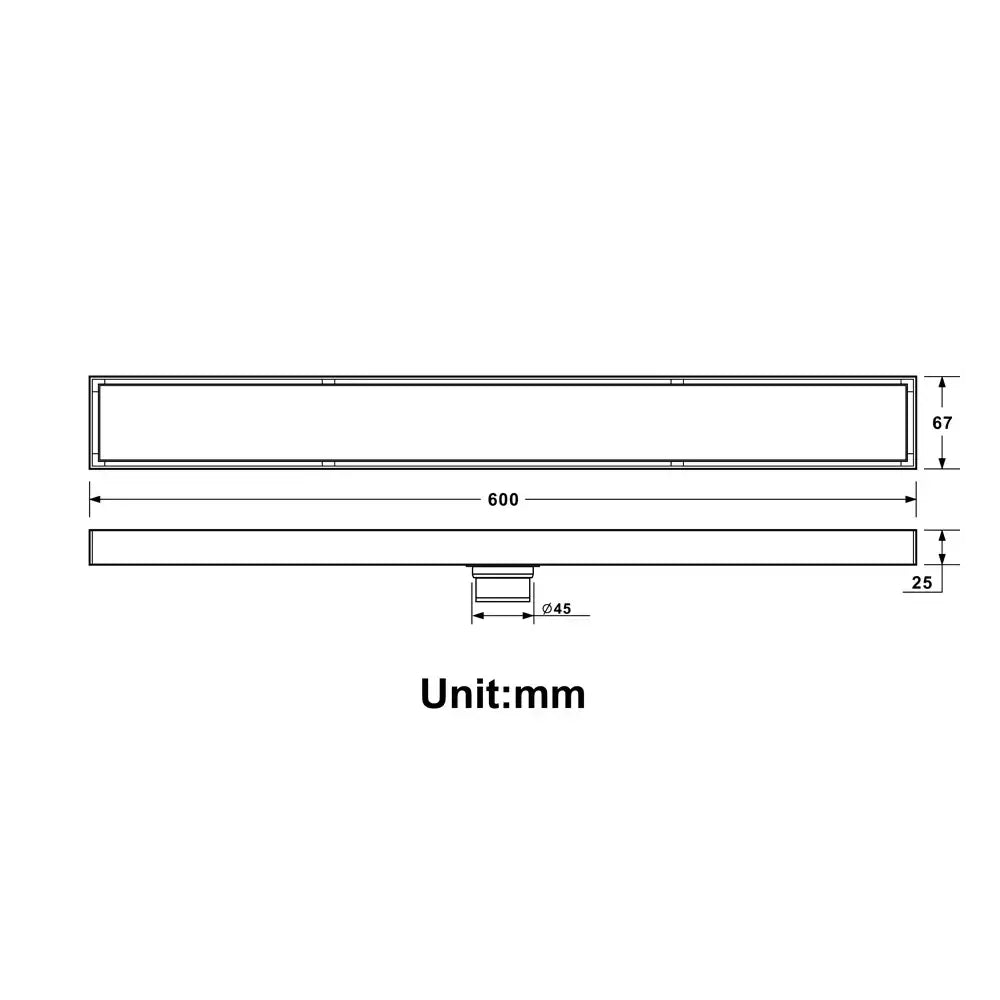 Decorbites 60cm rose gold bathroom floor drain rectangular shower tray with 45mm circular drain opening and 25mm depth
