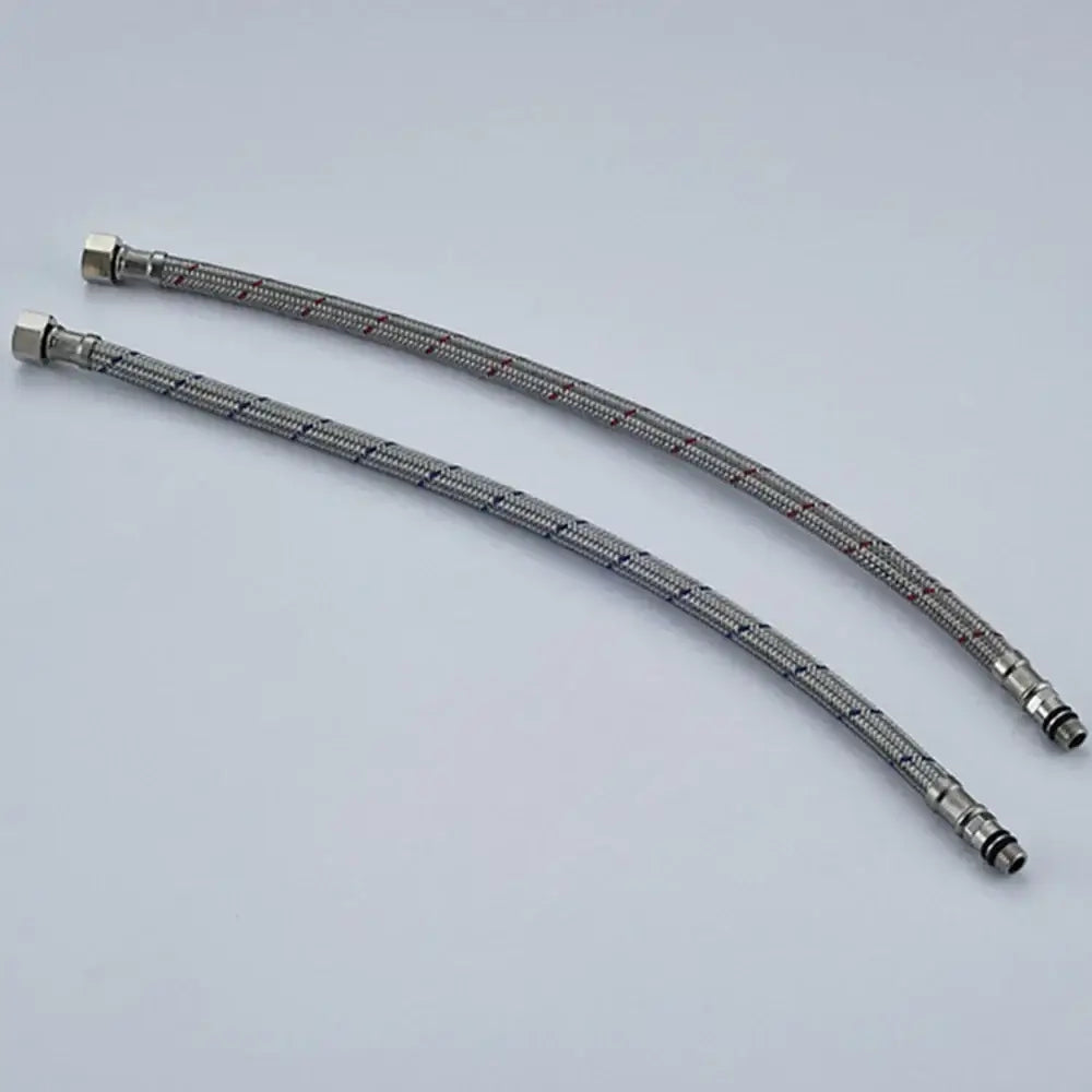 Decorbites™ 60cm stainless steel plumbing hose with two metallic braided connectors for hot and cold water use