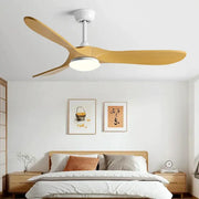 Modern decorbites™ 60inch ceiling fan with three light wood blades white housing and integrated led light with remote control