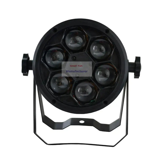 Black circular 60w bee eyes beam par light with six hexagonal lenses and sturdy metal stand for stage and disco use