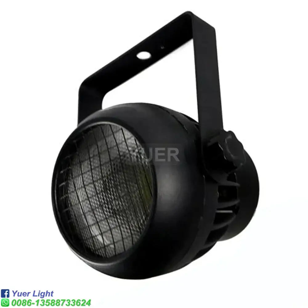 Black yuer light 60w cob led par light with circular control panel red digital display and multiple ports back view