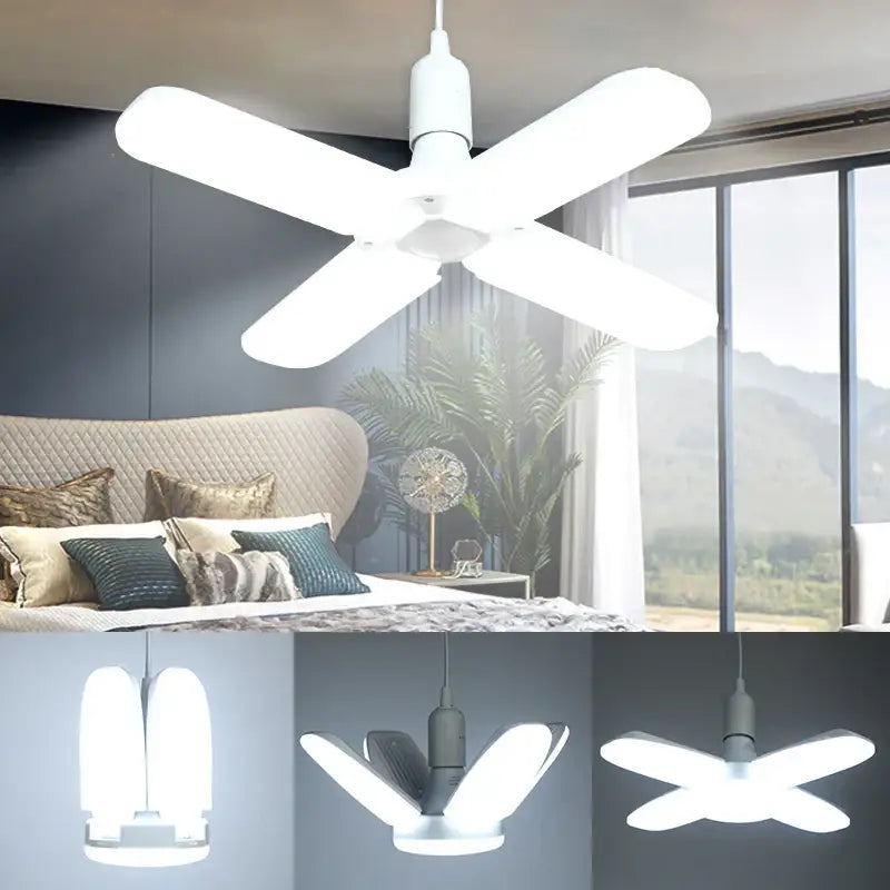 Decorbites 60w white led ceiling fan with four broad illuminated blades and central hub ideal for kitchen and home decor ceiling fan light