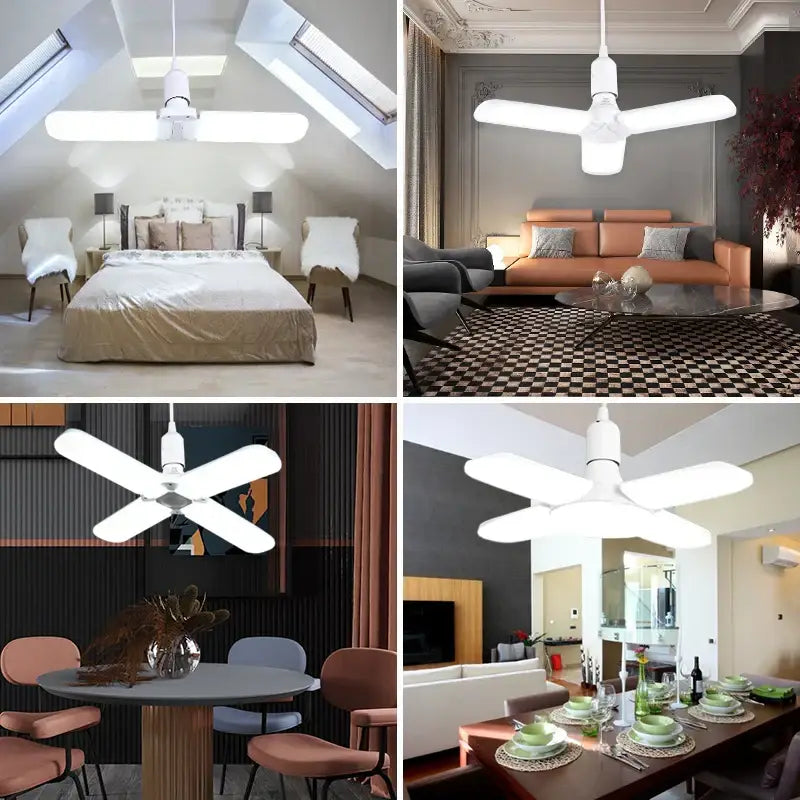DecorBites™ white four-blade ceiling fan light with 60W LED integrated for modern kitchen and home decor