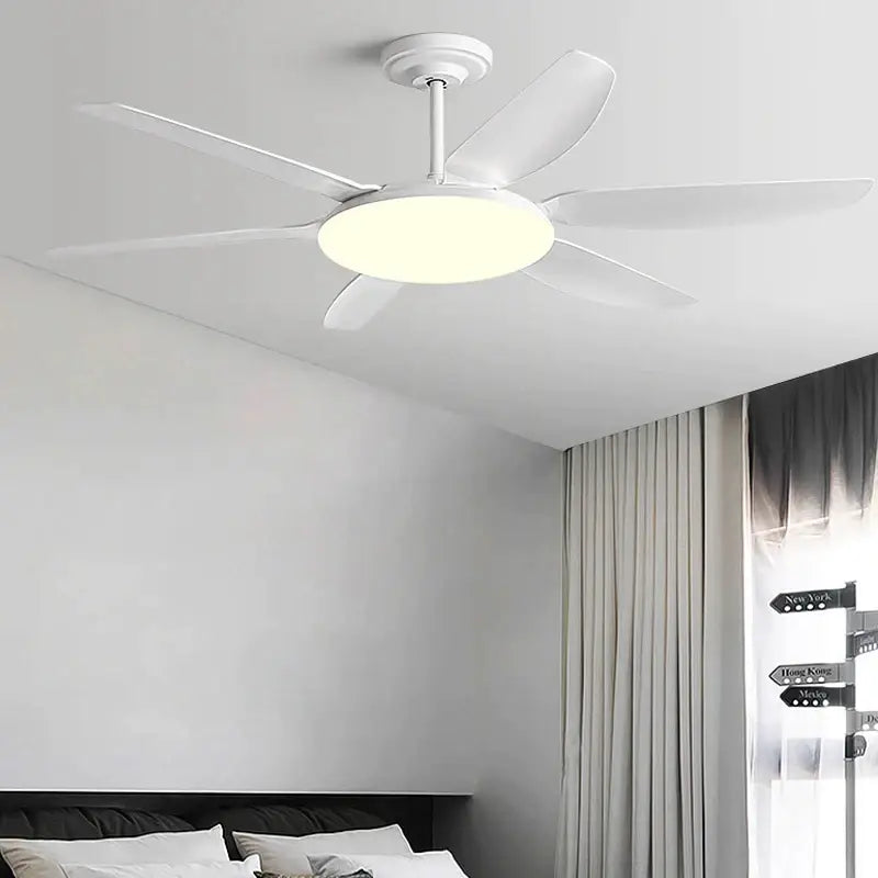 White decorbites 63 inch dc indoor ceiling fan with five blades and integrated circular fan light fixture