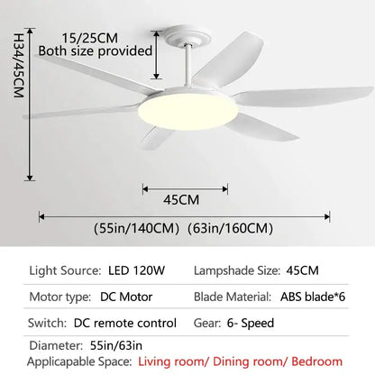DecorBites 63 inch white ceiling fan with five abs blades and circular led fan light for indoor use