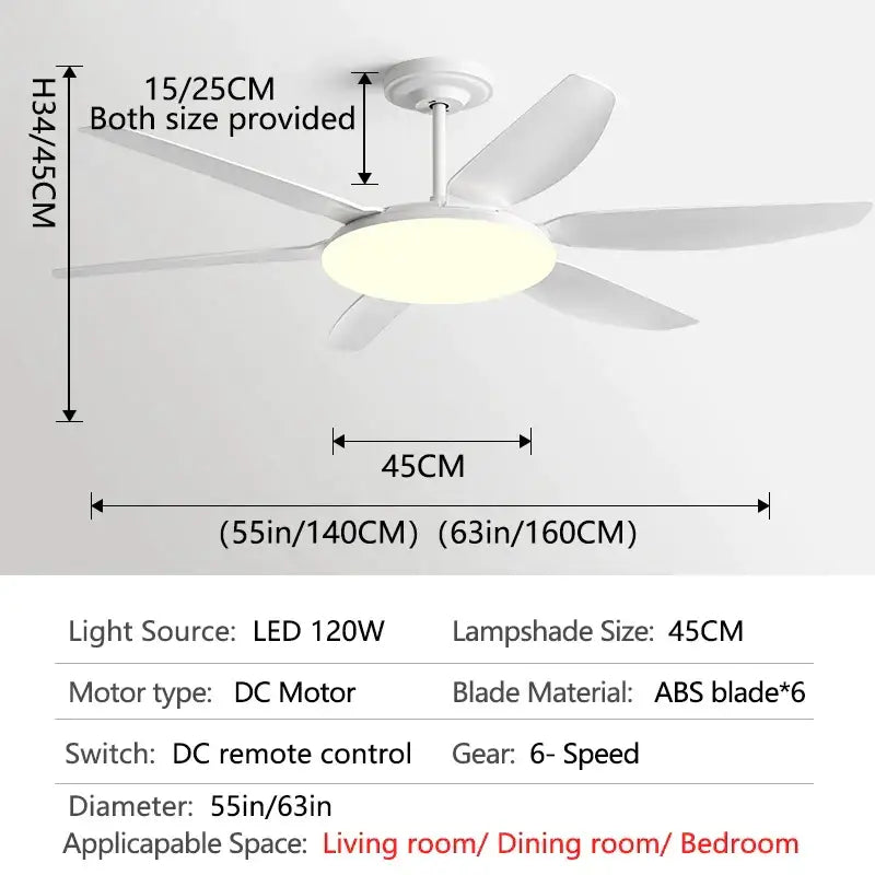 DecorBites 63 inch white ceiling fan with five abs blades and circular led fan light for indoor use