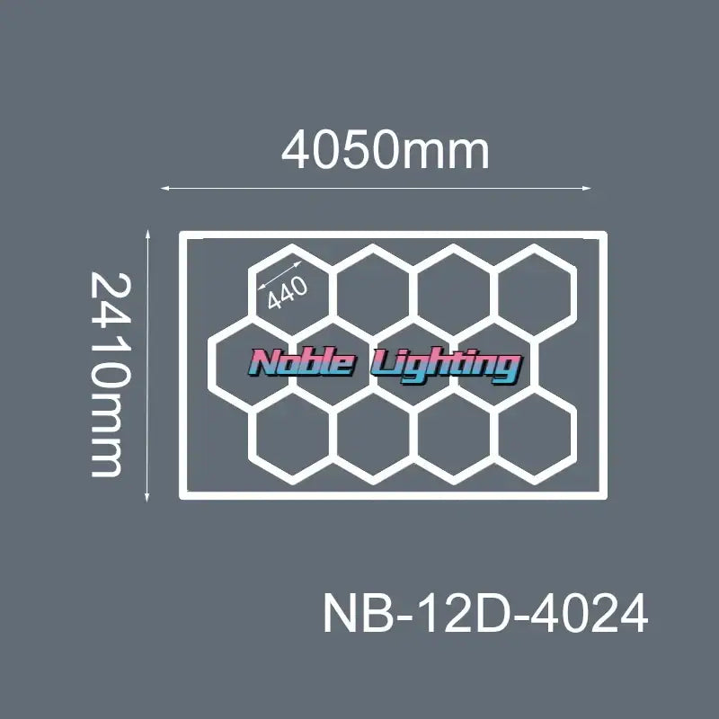 Noble lighting nb-12d-4024 led hexagrid panel light fixture with white outlined honeycomb design 6500k led hexagrid