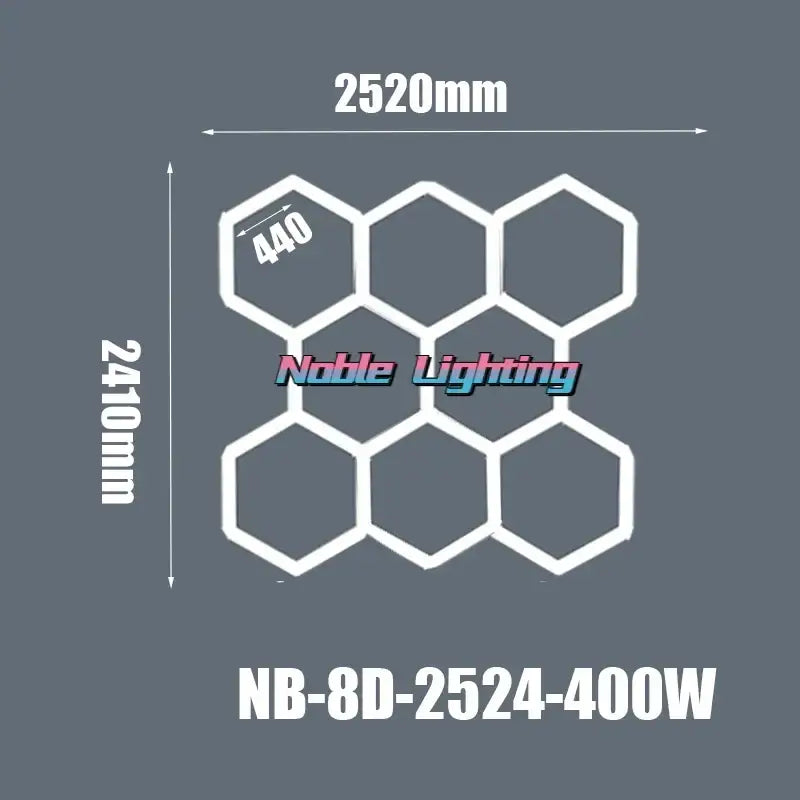 White hexagonal led hexagrid panel 6500k led with 440mm cells by noble lighting for workshop gym studio use