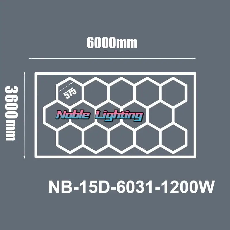 Noble lighting nb-15d-6031-1200w led panel light with white outline and hexagonal grid design for workshop use 6500k led hexagrid