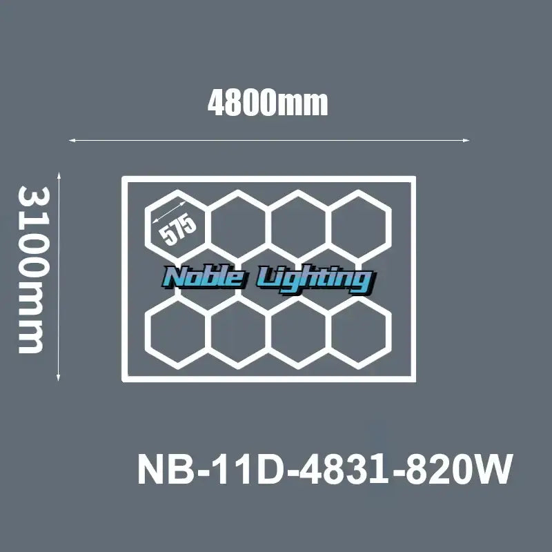 Noble lighting nb-11d-4831-820w white led hexagrid panel light with 6500k led for workshop gym studio use